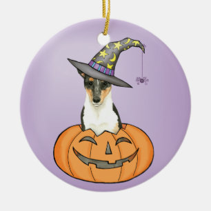 Halloween Smooth Collie Ceramic Ornament