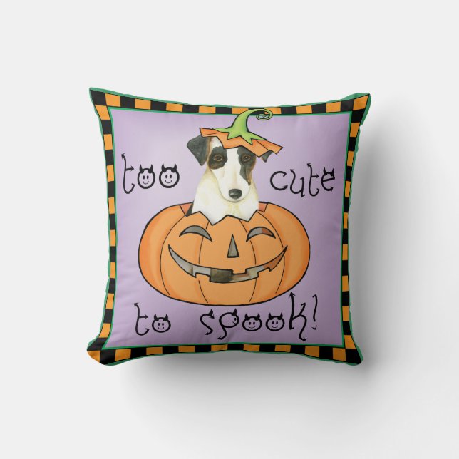 Halloween Smooth Fox Terrier Throw Pillow (Front)