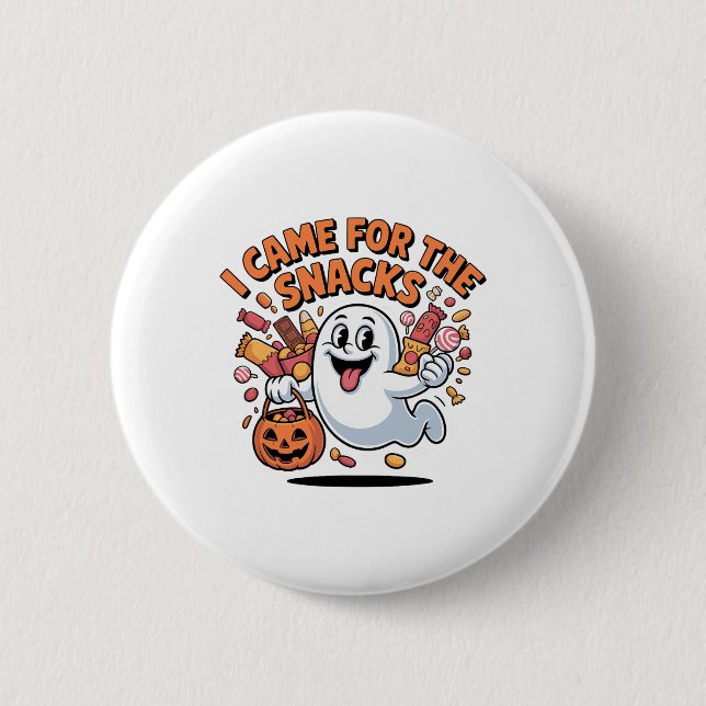 Halloween Snacks Ghost Funny Trick-or-treat Candy  2 Inch Round Button (Front)
