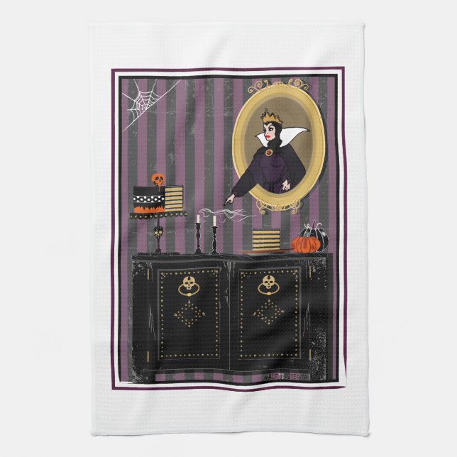 Halloween Snow White witch and cake kitchen towel (Vertical)