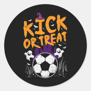 Halloween Soccer Kick Or Treat Footbyll Costume Bo Classic Round Sticker
