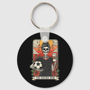 Halloween Soccer Mom Funny Tarot Card Skeleton Gam Keychain