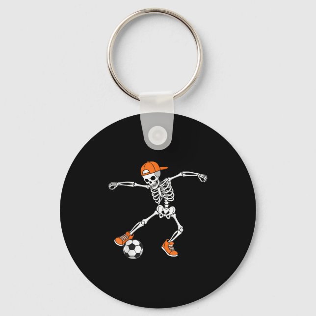 Halloween Soccer Skeleton Football Trick Or Treat  Keychain (Front)