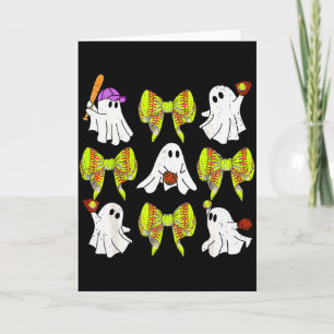 Halloween Softball Ghosts Softball Daughter Girls  Card