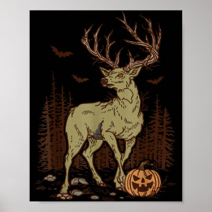 Halloween Soky Deer Antler Zombie Rustic Buck Fall Poster