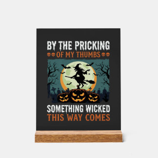 Halloween Something Wicked Witch Pumpkin Vintage Acrylic Sign