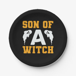 Halloween Son Of A Witch Birthday Paper Plate