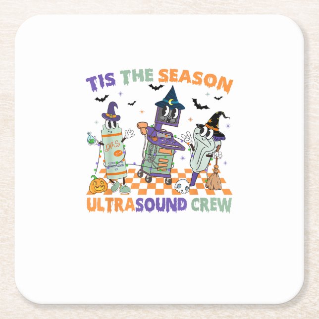 Halloween Sonography Retro Tis The Season Ultrasou Square Paper Coaster (Front)