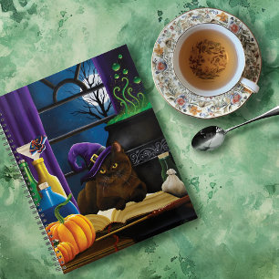 Halloween sorcière chat violet magie