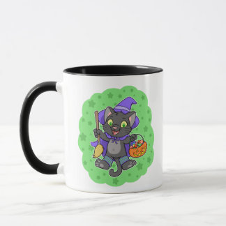 Halloween sorcière chatte tasse