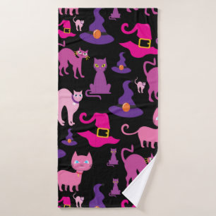 Halloween sorcière effrayante chat noir violet déc