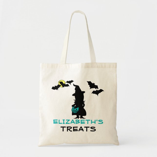 Halloween sorcière et sac de traitement Citrouille (Devant)
