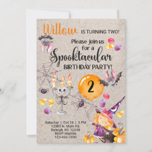 Halloween sorcière fille invitation d'anniversaire