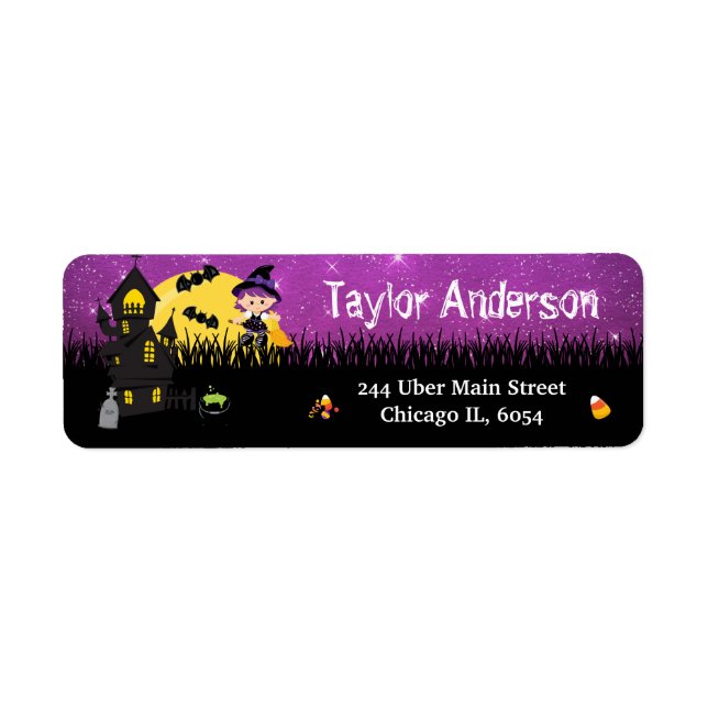 Halloween sorcière hantée maison violet (Devant)