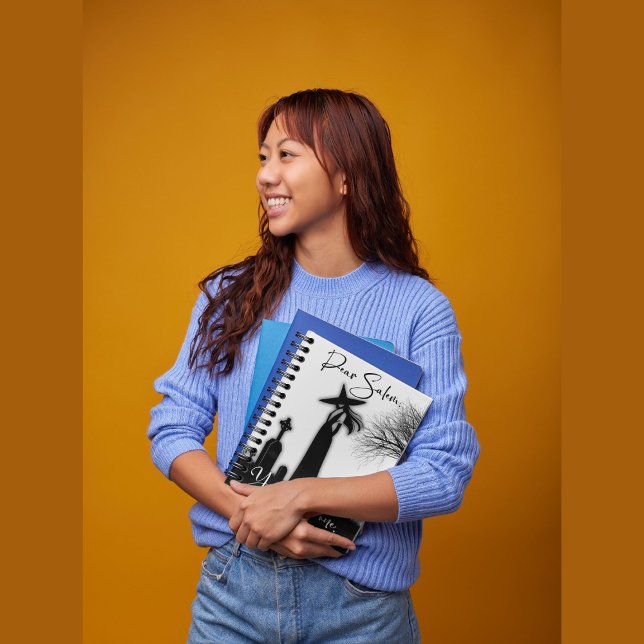 Halloween sorcière noir et blanc Carnet spirale (Cute Halloween Black & White Witch Spiral Notebook. )