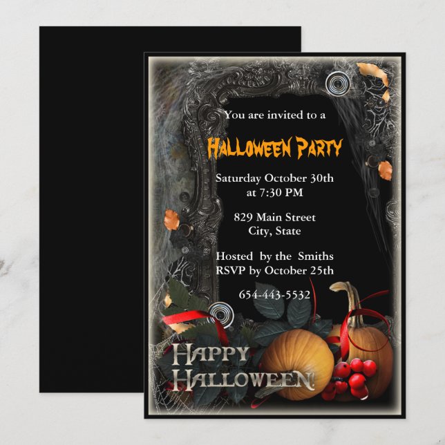 Halloween sorcière sorcière livre invitation (Devant / Derrière)
