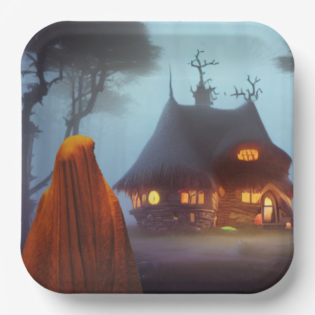 Halloween Spectre Paper Plate (Front)