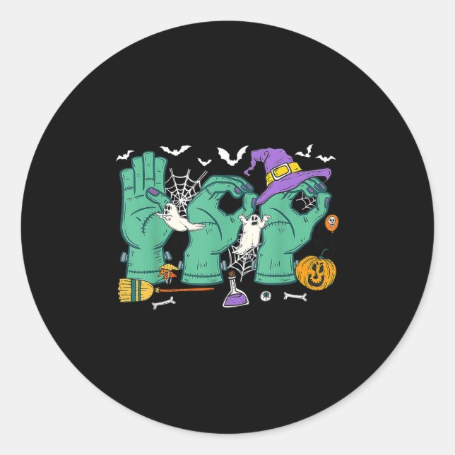 Halloween Sped Teacher Boo In Asl Boo Hands Sign L Classic Round Sticker (Front)