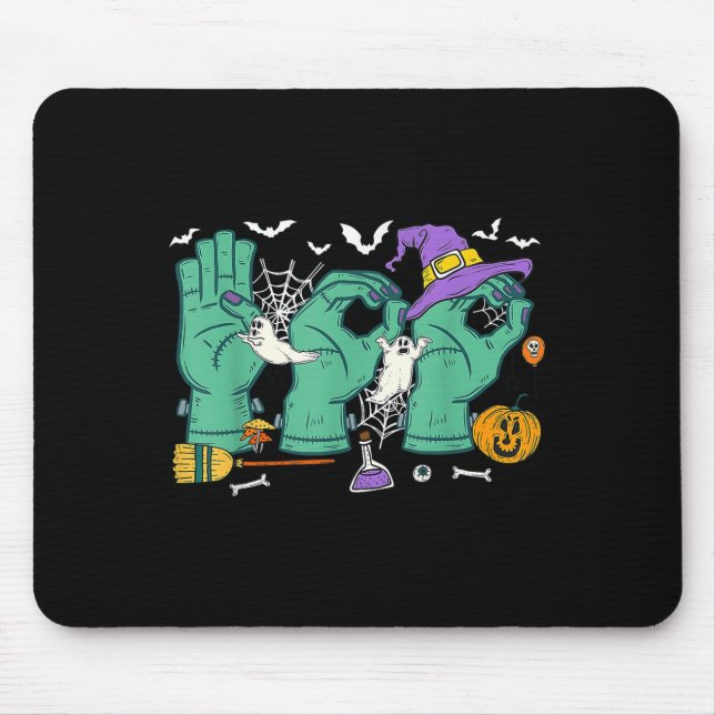 Halloween Sped Teacher Boo In Asl Boo Hands Sign L Mouse Pad (Front)