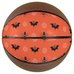 Halloween spider, bat & cobweb pattern basketball