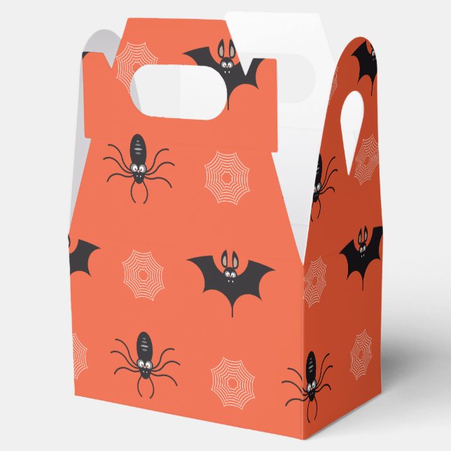 Halloween spider, bat & cobweb pattern favor box (Opened)