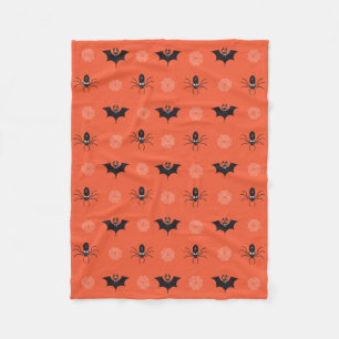 Halloween spider, bat & cobweb pattern fleece blanket