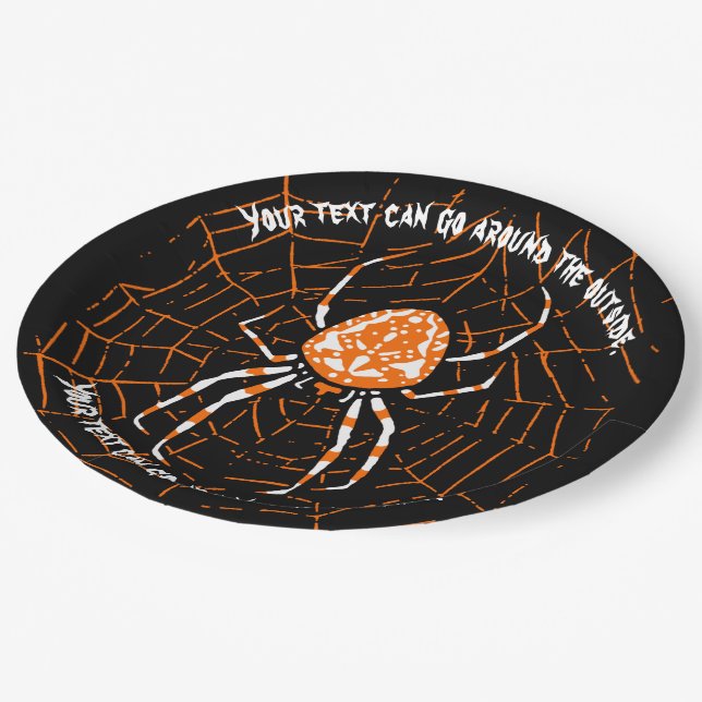 HALLOWEEN SPIDER CUSTOMIZABLE PAPER PLATE (Angled)