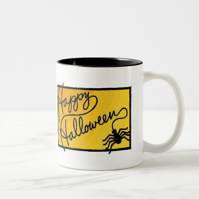 Halloween Spider Decoration Two-Tone Coffee Mug (Right)