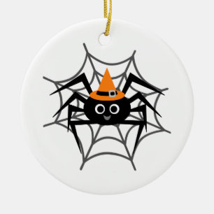 Halloween Spider in Web Tshirts and Gifts Ceramic Ornament