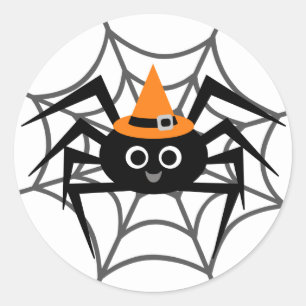 Halloween Spider in Web Tshirts and Gifts Classic Round Sticker