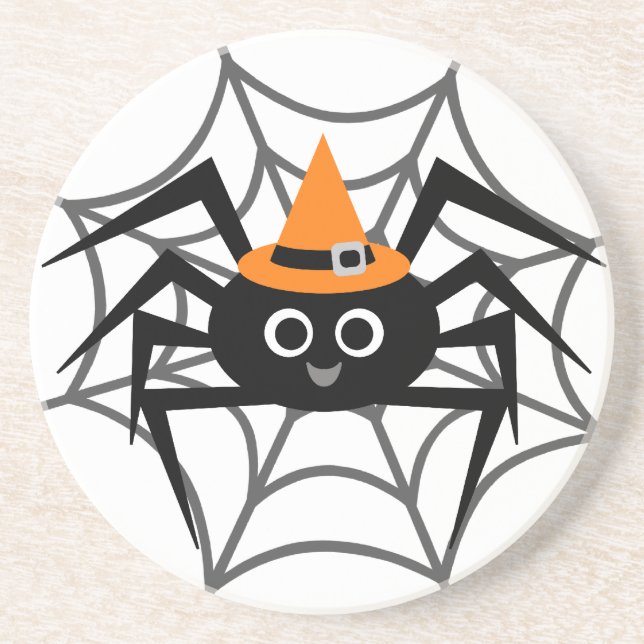 Halloween Spider in Web Tshirts and Gifts Coaster (Front)