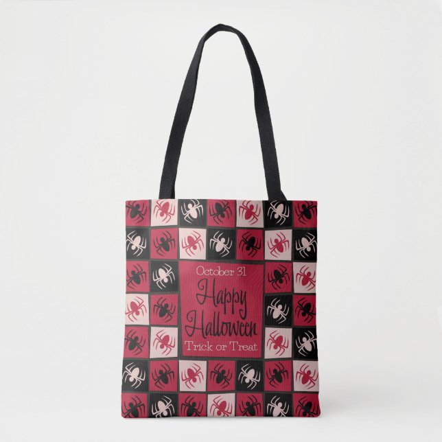 Halloween spider mosaic tote bag (Front)