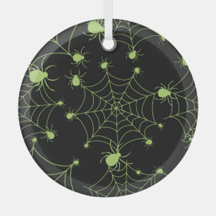 Halloween Spider Net Creative Pattern Glass Ornament