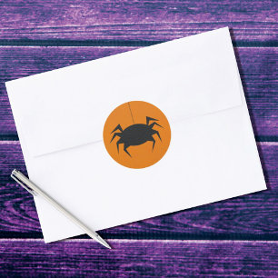 Halloween Spider Orange Black Modern Classic Round Sticker