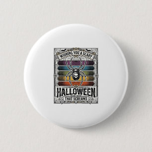Halloween Spider Scary Retro Engraving Rainbow Web 2 Inch Round Button