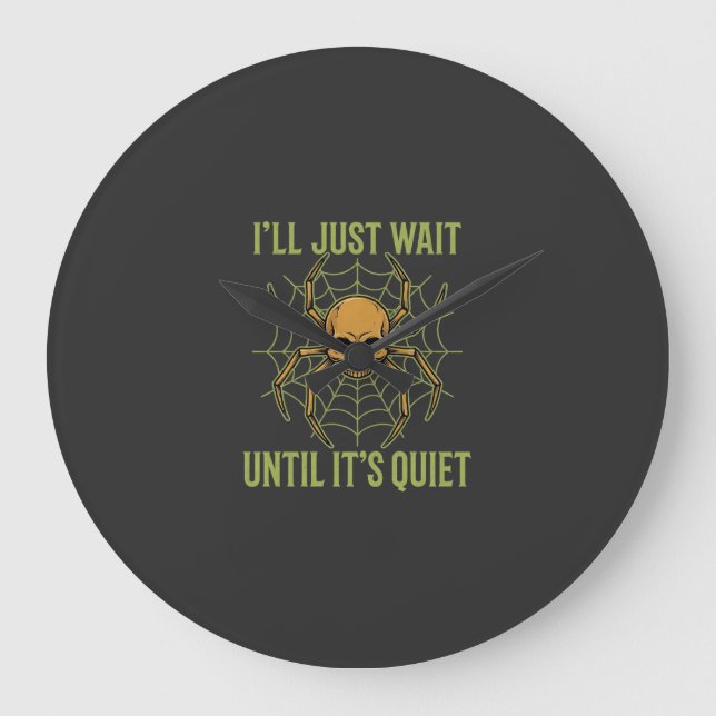 Halloween Spider Skull Quiet Large Clock (Front)