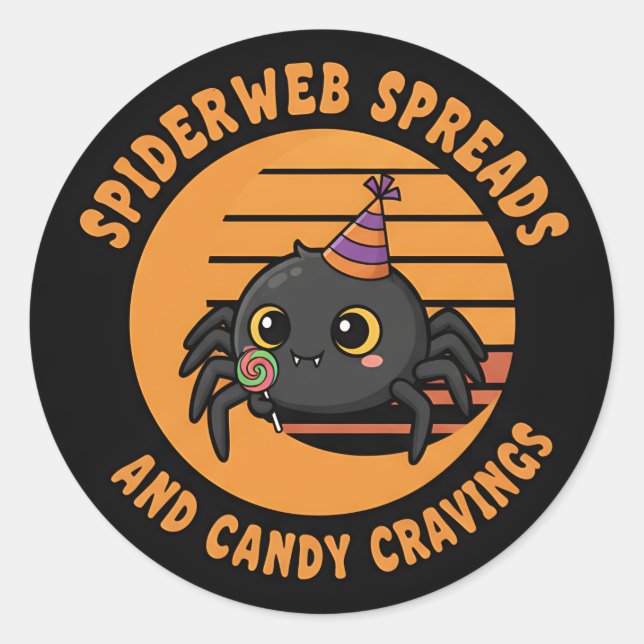 Halloween Spider Sticker with Lollipop and Fun (Front)