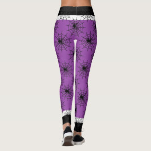 Halloween spider web black and purple leggings