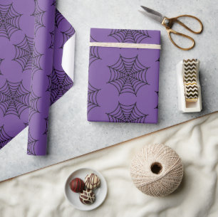 Halloween Spider Web Black Purple Goth Spooky Wrapping Paper