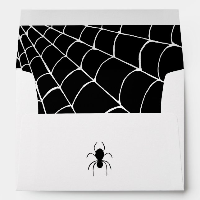 Halloween Spider Web Black White Envelope (Back (Bottom))