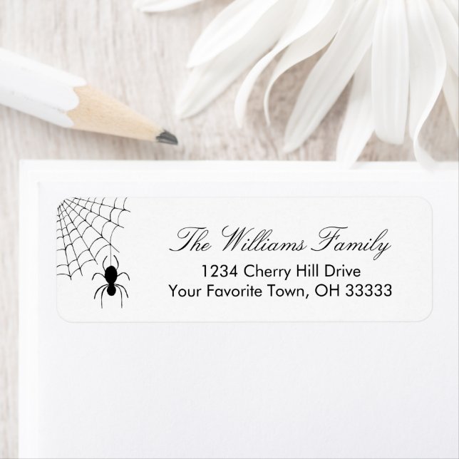 Halloween Spider Web Black White Return Address  (Insitu)