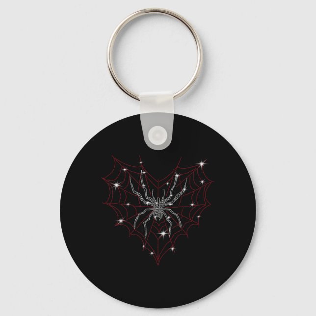 Halloween Spider Web Costume Cute Heart Spider Web Keychain (Front)