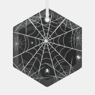 Halloween Spider Web Glass Ornament