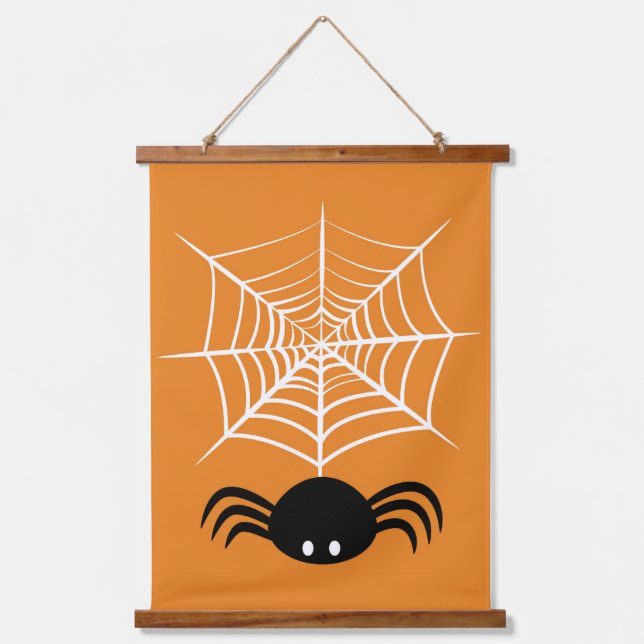Halloween Spider Web  Hanging Tapestry (Front)