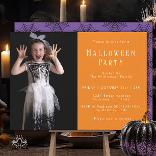 Halloween Spider Web Modern Simple Party Photo  Invitation