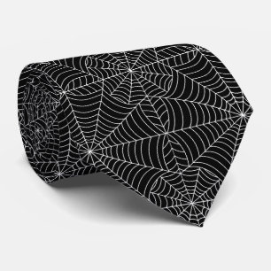 Halloween Spider Web on Black Pattern Tie