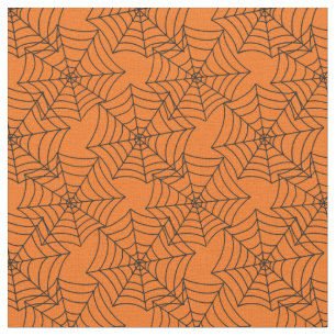 Halloween Spider Web Orange Fabric