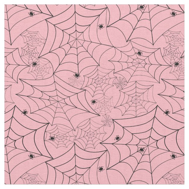 halloween spider web pastel pink spiderweb fabric (Close Up)