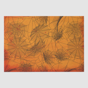 Halloween Spider Web Pattern Orange Tissue Paper