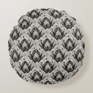 Halloween  Spider Web – Seamless Gothic  Round Pillow